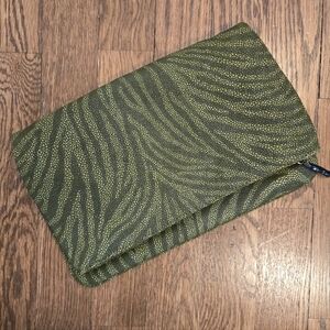 DIANE VON FURSTENBERG "Philomena" Clutch, Metallic Green Zebra Print